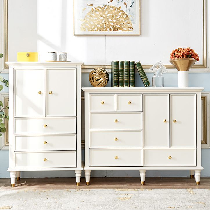 Modern Engineered Wood Buffet Sideboard 2-Door Dining Room Buffet Server in White Clearhalo 'buffet_sideboard' 'Buffets & Sideboards' 'furn' 'furn_buffet_sideboard' 'Furniture' 'Kitchen & Dining Furniture' 1200x1200_78865e9d-08a1-492e-9bb4-2b2368b0da92
