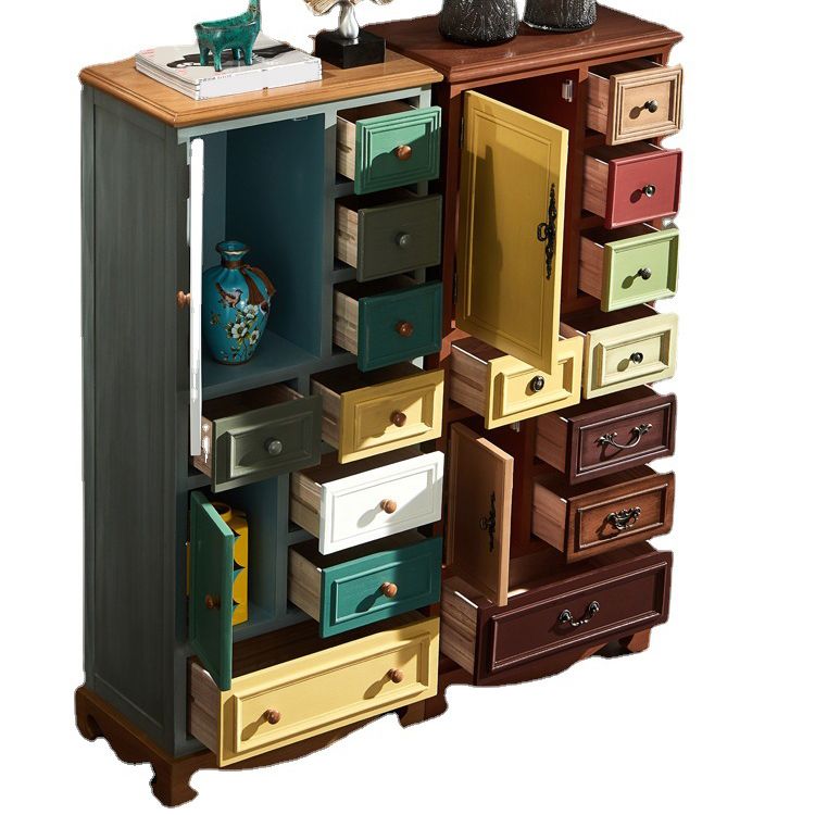 Cassettiera portaoggetti costiera Cassettiera in legno massello con cassetti multipli