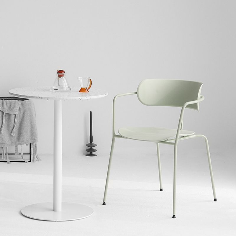 Contemporary Style Arm Chair Plastic Open Back Side Chair with Metal Base Clearhalo 'Dining Chairs' 'Dining Tables & Seating' 'dining_chair' 'furn' 'furn_dining_chair' 'Furniture' 'Kitchen & Dining Furniture' 1200x1200_788a4f94-1d21-41df-8bef-20c2d4184a2a