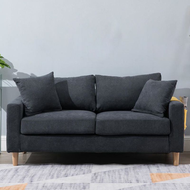 Modern Sofa Couch Wooden Base Solid Color Fabric Loveseat Square Arm Sofa for Living Room Clearhalo 'furn' 'furn_sofas' 'Furniture' 'furniture_sofas' 'kitchen' 'kitchen_sofas' 'Living Room Furniture' 'Sofa' 'sofas' 1200x1200_788b0dd3-35c6-4162-b4f0-ff0663651ad4