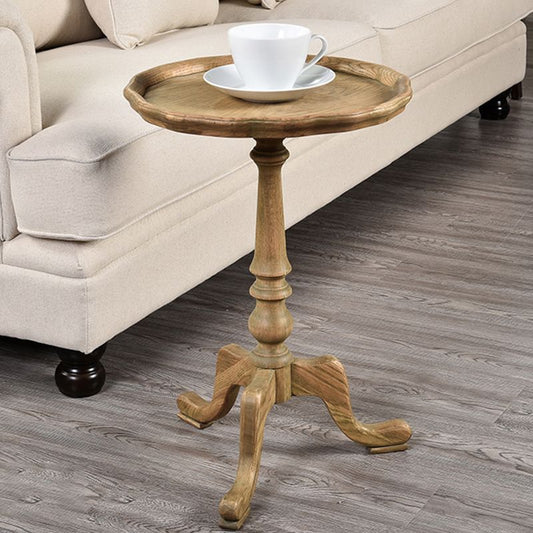 Tavolo d'angolo rustico largo 14 "tavolo laterale rotondo in legno solido