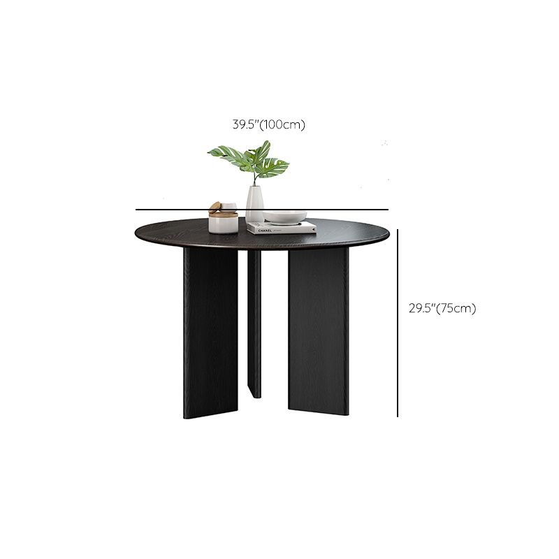 Table à manger ronde de style moderne Table à manger en bois massif en noir