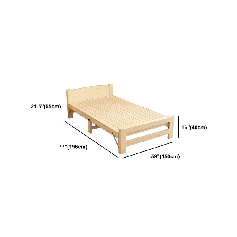Natural Pine Wood Bed Frame Nordic 21.65" H Folding Bed with Headboard Clearhalo 'Bedroom Furniture' 'Beds' 'furn' 'furn_beds' 'Furniture' 1200x1200_788b5ee1-26bb-4cf0-8cca-e0c9c5e8351a