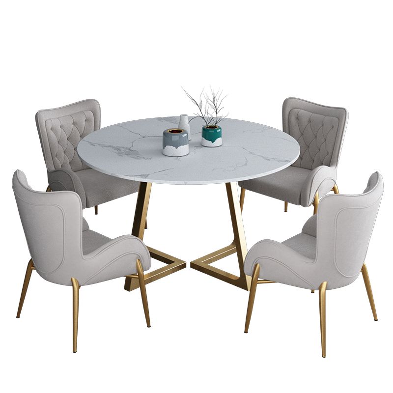 Glam 1/2/5 Pieces Dining Set Round Stone Dining Table for Dining Room Clearhalo 'Dining Room Sets' 'Dining Tables & Seating' 'dining_room_set' 'furn' 'furn_dining_room_set' 'Furniture' 'furniture_dining_room_set' 'Kitchen & Dining Furniture' 1200x1200_788df416-0c1d-4cd7-b751-733d4adbf5e7