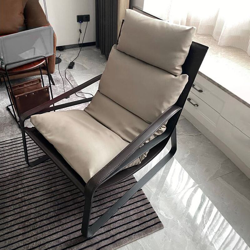 Solid Color Armchair With headrest, Modern Iron Frame Lounge Chair Clearhalo 'Accent Chairs' 'accent_chairs' 'Chairs & Seating' 'furn' 'furn_accent_chairs' 'Furniture' 'furniture_accent_chairs' 'Living Room Furniture' 1200x1200_788f1b20-c3a2-46bb-8ae9-091a20442ad4