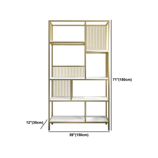 Modern Metel Bookcase Gold Etagere Bookshelf for Living Room 70.9" H X 11.8" W Clearhalo 'Bookcases' 'furn' 'furn_bookcases' 'Furniture' 'Office Furniture' 1200x1200_788f458c-8f53-44be-8460-96780255d086