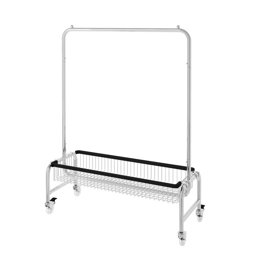 Industriële jas hanger zilveren metalen opbergkast rek met castors
