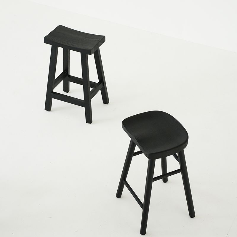 Contemporary Black Ash Solid Wood Armless Bar Stool with Footrest Clearhalo 'Bar Furniture' 'Bar Stools' 'bar_stools' 'furn' 'furn_bar_stools' 'Furniture' 'Kitchen & Dining Furniture' 1200x1200_78932d69-8097-439b-b49d-5f22cbcb7274