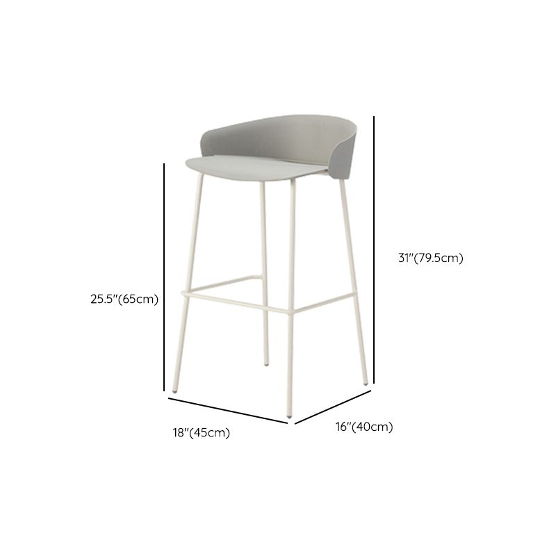 ホワイトメタルベースのあるコンテンポラリーバケツローバックアームレスバースツール