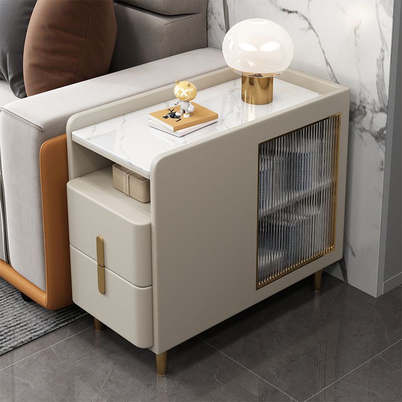 グラムアクセントテーブルナイトスタンドストーンナイトスタンド2つの引き出しが付いています