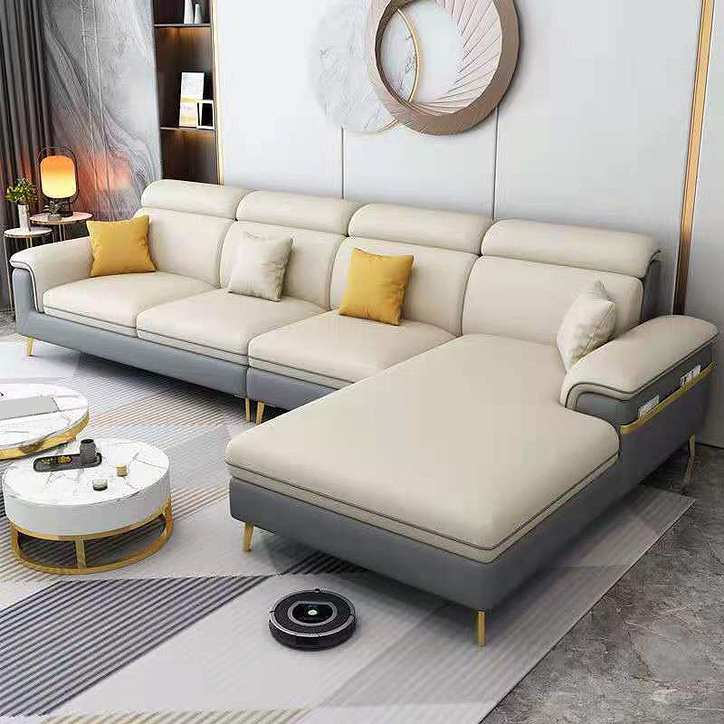 Latex Upholstery Sectional Filled Built-in Armrest with Pillow Back Sofa Clearhalo 'furn' 'furn_sectionals' 'Furniture' 'Living Room Furniture' 'Sectionals' 1200x1200_7899e5fa-88d1-4e3d-9d9e-9a4c8cee1a08