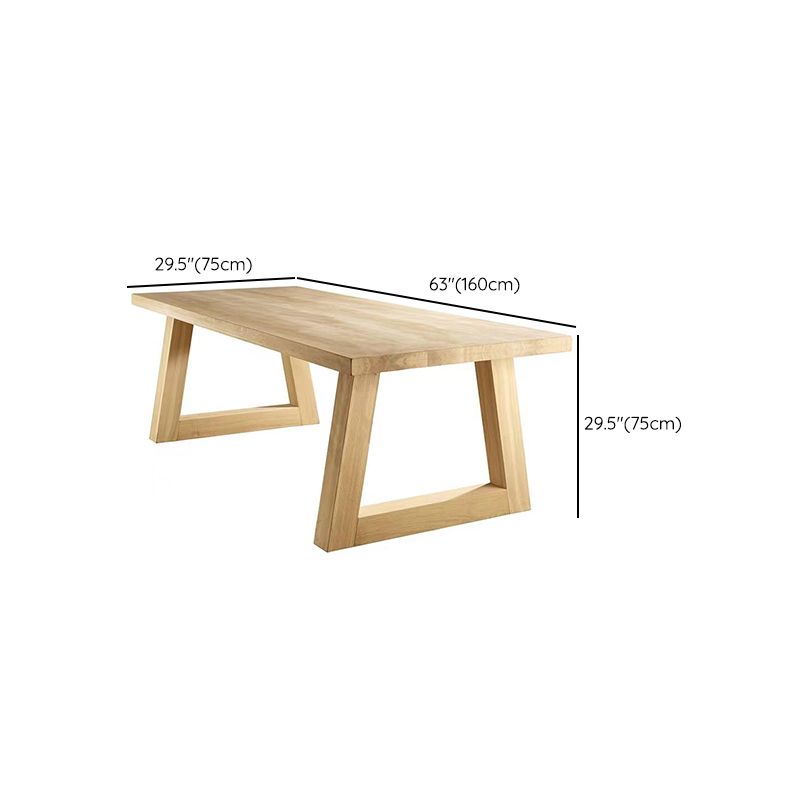 Mesa de comedor moderna rectangular de pino natural con 4 patas