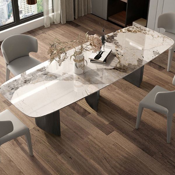 Mesa de comedor rectangular industrial Mesa de piedra sinterizada con patas de metal