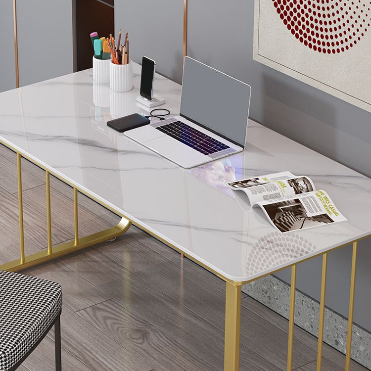Glam 29.53-inch Tall Writing Desk Stone Rectangular Office Desk Clearhalo 'furn' 'furn_office_desk' 'Furniture' 'Office Desks' 'Office Furniture' 'office_desk' 1200x1200_789cc0f7-7f51-4035-a37f-9b40f3592d69