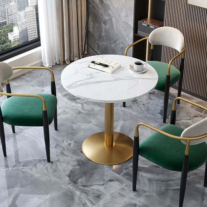 Mesa de comedor redonda Escritorio con base de pedestal de lujo de piedra sinterizada