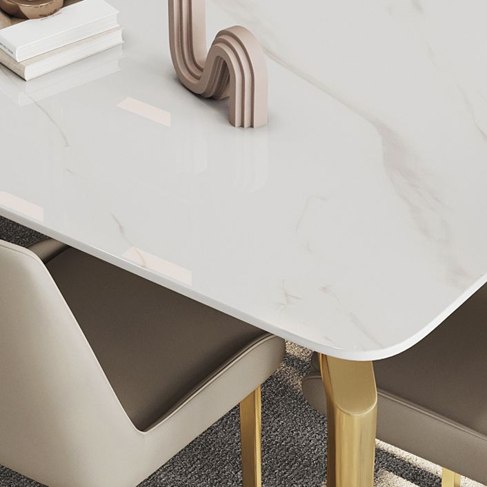 Glam Dining Table Set 1/5/7 Pcs Sintered Stone and Metal Dining Table with Armless Chairs Clearhalo 'Dining Room Sets' 'Dining Tables & Seating' 'dining_room_set' 'furn' 'furn_dining_room_set' 'Furniture' 'Kitchen & Dining Furniture' 1200x1200_78a0c870-a580-4bb2-97dc-b820d4445817