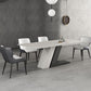 Modern Style Sintered Stone Dining Set with White Rectangle Shape Table and Double Pedestal Base Clearhalo 'Dining Room Sets' 'Dining Tables & Seating' 'dining_room_set' 'furn' 'furn_dining_room_set' 'Furniture' 'furniture_dining_room_set' 'Kitchen & Dining Furniture' 'kitchen&dining_furn' 'kitchen' 1200x1200_78a0f635-163f-4239-b06c-2b3bd4892607