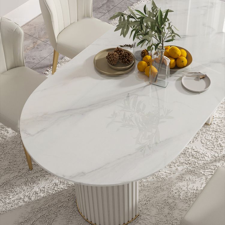 Modern Kitchen Sintered Stone Dining Table Oval Shape White Dining Table with Double Pedestal Base Clearhalo ' dining_table' 'Dining Tables & Seating' 'Dining Tables' 'furn' 'furn_dining_table' 'Furniture' 'furniture_dining_table' 'Kitchen & Dining Furniture' 'kitchen&dining_furn' 'kitchen' 'kitchen_dining_table' 1200x1200_78a4830d-e2a5-4619-8f1c-e7b7767cf75e