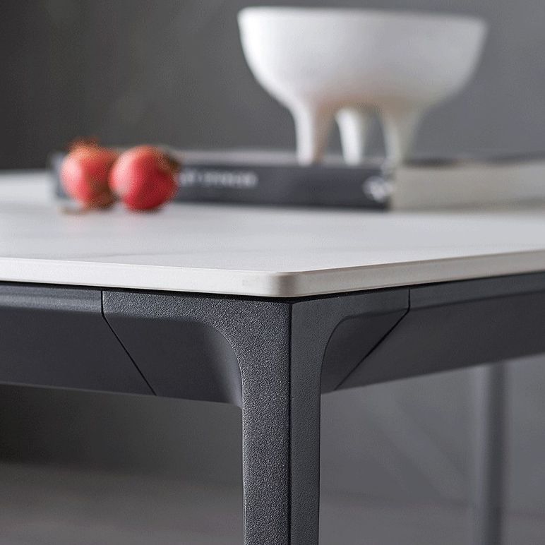 Simple Kitchen Rectangle Shape Dining Table Sintered Stone Top Dining Table with 4 Legs Base Clearhalo ' dining_table' 'Dining Tables & Seating' 'Dining Tables' 'furn' 'furn_dining_table' 'Furniture' 'furniture_dining_table' 'Kitchen & Dining Furniture' 'kitchen&dining_furn' 'kitchen' 'kitchen_dining_table' 1200x1200_78a6f936-6ad7-4466-ade6-597cc67ec063