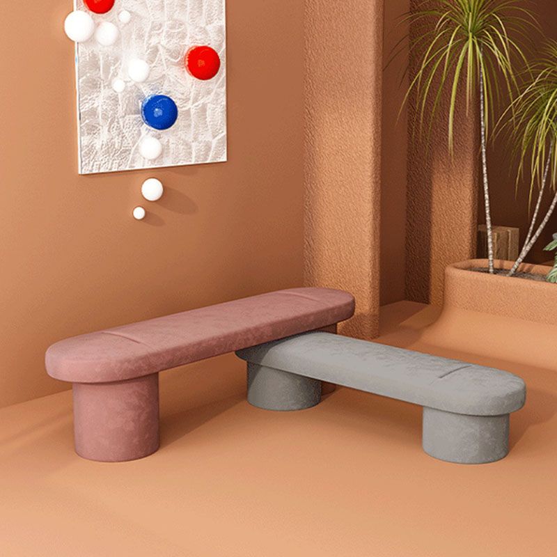 Contemporary Upholstered Bench Oval 17.7" Height Bedroom Bench with Legs Clearhalo 'Benches' 'Chairs & Seating' 'furn' 'furn_benches' 'Furniture' 'Living Room Furniture' 1200x1200_78a76fc6-4f84-48ac-91bd-fae2bf310fff
