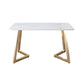 Gold Iron 4 Legs Dining Table Stone Center Top Traditional Luxury Dining Table Clearhalo 'Dining Tables & Seating' 'Dining Tables' 'dining_table' 'furn' 'furn_dining_table' 'Furniture' 'furniture_dining_table' 'Kitchen & Dining Furniture' 'kitchen' 'kitchen_dining_table' 1200x1200_78a7fe0c-c396-47ad-904e-886ce3c446b1