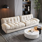 Contemporary Armless Settee Tufted Split-Back White Velvet Sofa
