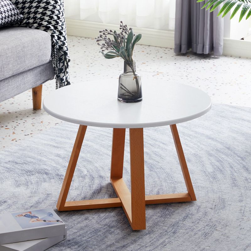 Scandinavian Style Side End Table Wooden Cross Legs Round Sofa Side Accent Table