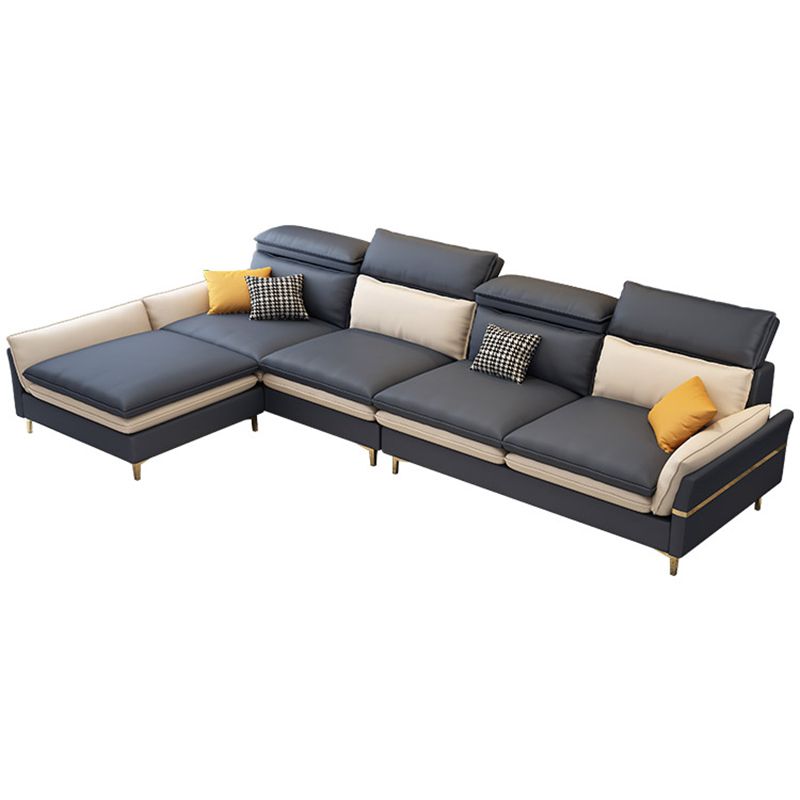 4-seat Faux Leather Sectional Sofa 31.50" High Sofa for Living Room Clearhalo 'furn' 'furn_sectionals' 'Furniture' 'Living Room Furniture' 'Sectionals' 1200x1200_78ac50ca-7fd0-445c-a25a-815bfa2aa641