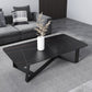 Rectangular Slate with Metal Cross Base Glam Style Coffee Table