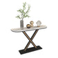 Half Moon Stone Top Accent Table with Black Iron Pedestal Base Clearhalo 'Console Tables' 'console_tables' 'Entry & Mudroom Furniture' 'furn' 'furn_console_tables' 'Furniture' 1200x1200_78ada464-f036-4c44-9fbd-accd39fc92bf