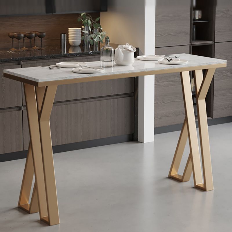 Metal Bar Table Rectangular Faux Marble Top Bistro Pub Table Clearhalo 'Bar Furniture' 'Bar Tables' 'bar_tables' 'furn' 'furn_bar_tables' 'Furniture' 'Kitchen & Dining Furniture' 1200x1200_78ae4d29-40a7-4540-988c-a8ecdee2b058