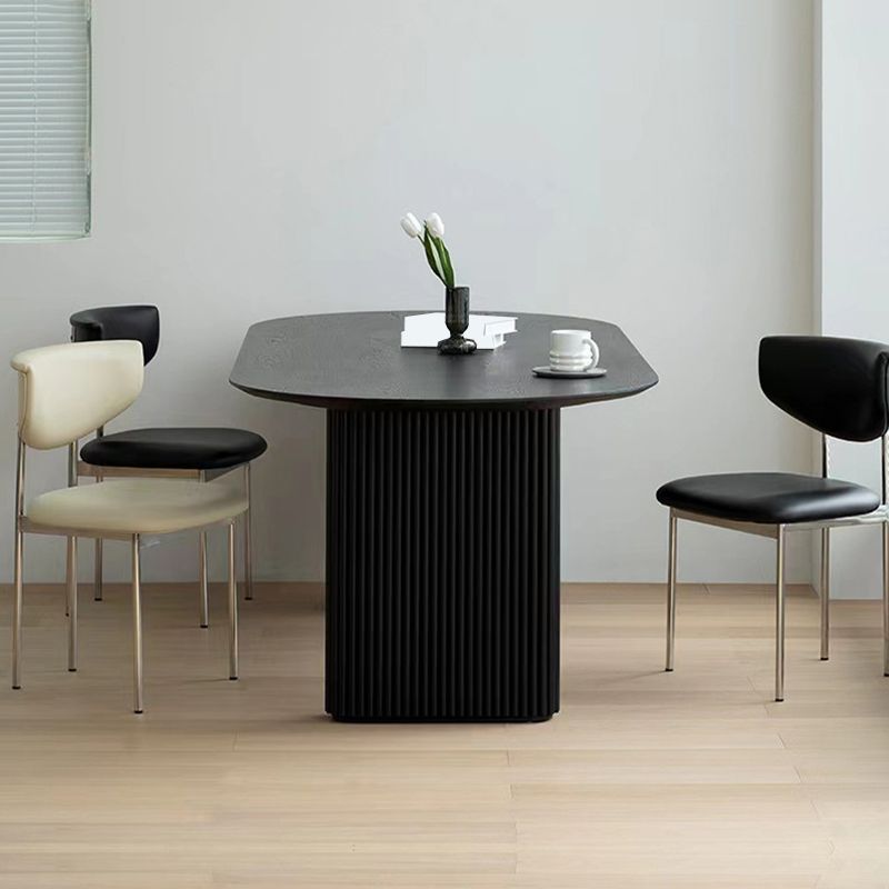Simplicity Style Dinette Table Solid Wood Oval Dinner Table in Black Clearhalo 'Dining Tables & Seating' 'Dining Tables' 'dining_table' 'furn' 'furn_dining_table' 'Furniture' 'Kitchen & Dining Furniture' 1200x1200_78b01613-f55b-4831-acb9-633891d9f289