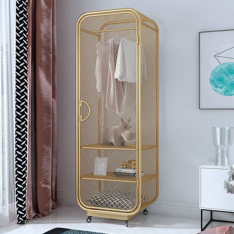 Armoire de rangement en acier en acier moderne à 2 portes avec 2 étagères et rails de vêtements