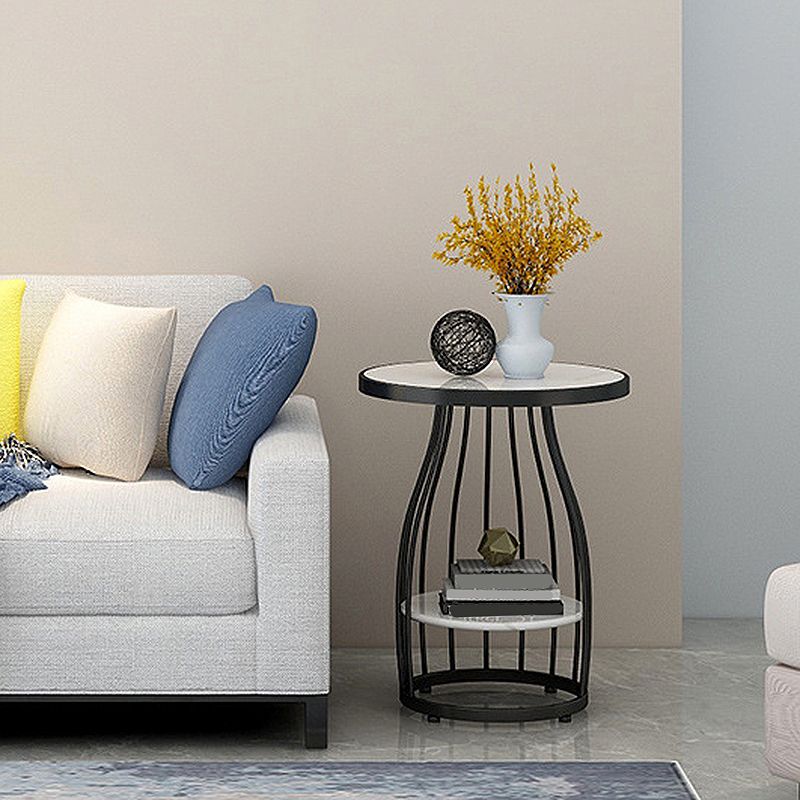 Modern Style Black/gold Metal Base Marble & SLATE Top Round Side Table Clearhalo 'Coffee & Accent Tables' 'End & Side Tables' 'end_side_tables' 'furn' 'furn_end_side_tables' 'Furniture' 'Living Room Furniture' 1200x1200_78b2053e-5182-42b5-abc4-a258d675a091