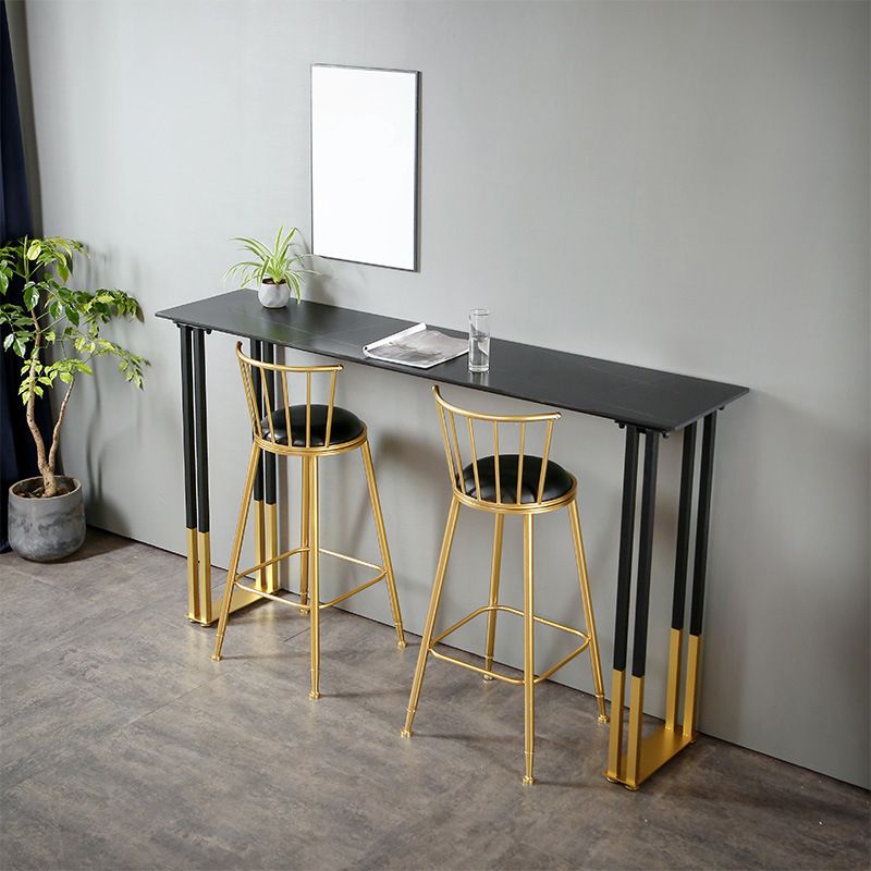 Stone Top Bar Table Traditional Luxury Rectangle Bar Table with Sled Base in Gold Clearhalo 'Bar Furniture' 'Bar Tables' 'bar_tables' 'furn' 'furn_bar_tables' 'Furniture' 'furniture_bar_tables' 'Kitchen & Dining Furniture' 1200x1200_78b31c3c-7335-4de6-9413-c3c9a0ddfa1c