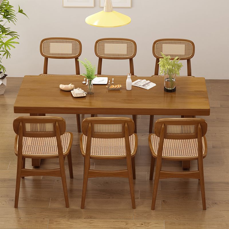 Moderne eetgelegenheid 1/5/7 PCS Massief houten eettafel en stoelen in bruin