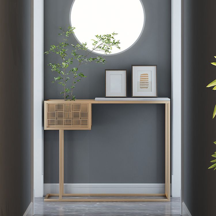 Glam Iron Console Accent Table Marble Console Sofa Table for Hall