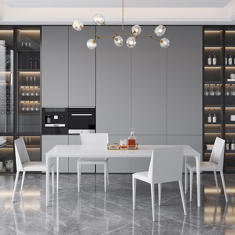Metal Contemporary Rectangular Table White Sintered Stone Dining Table with 4 Legs Clearhalo ' dining_table' 'Dining Tables & Seating' 'Dining Tables' 'Furniture' 'furniture_dining_table' 'Kitchen & Dining Furniture' 'kitchen&dining_furn' 'kitchen' 'kitchen_dining_table' 1200x1200_78baf3b9-fa72-46f9-8257-91fee0017564