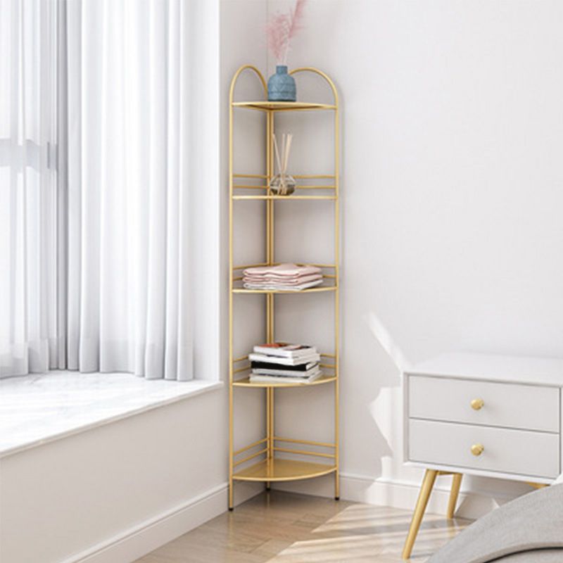Moderne Bücherregal -Ecke Metal Open Back Regal Bücherregal mit Regalen für Wohnzimmer
