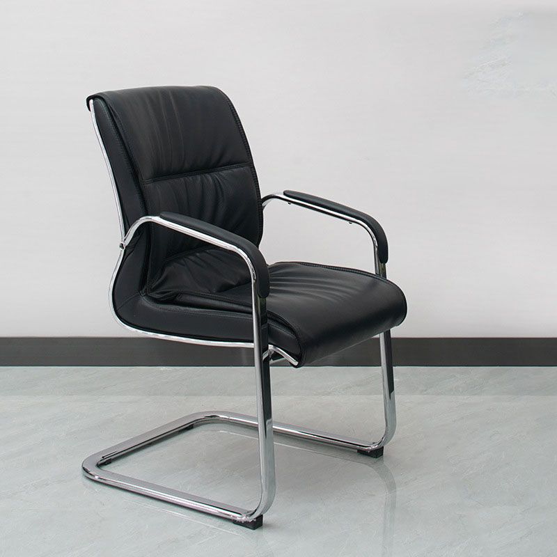 Modern Leather and Metal Desk Chair with Mid Back Home Office Chair Clearhalo 'furn' 'furn_office_chair' 'Furniture' 'Office Chairs' 'Office Furniture' 'office_chair' 1200x1200_78be598b-e16f-4992-b4d5-f62a9511b930