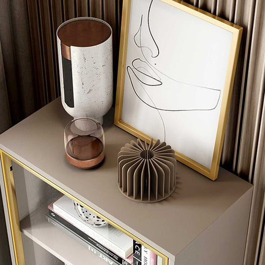 Glam Engineered Wood Bookcase Standard Closed Back Bookshelf with Cabinets