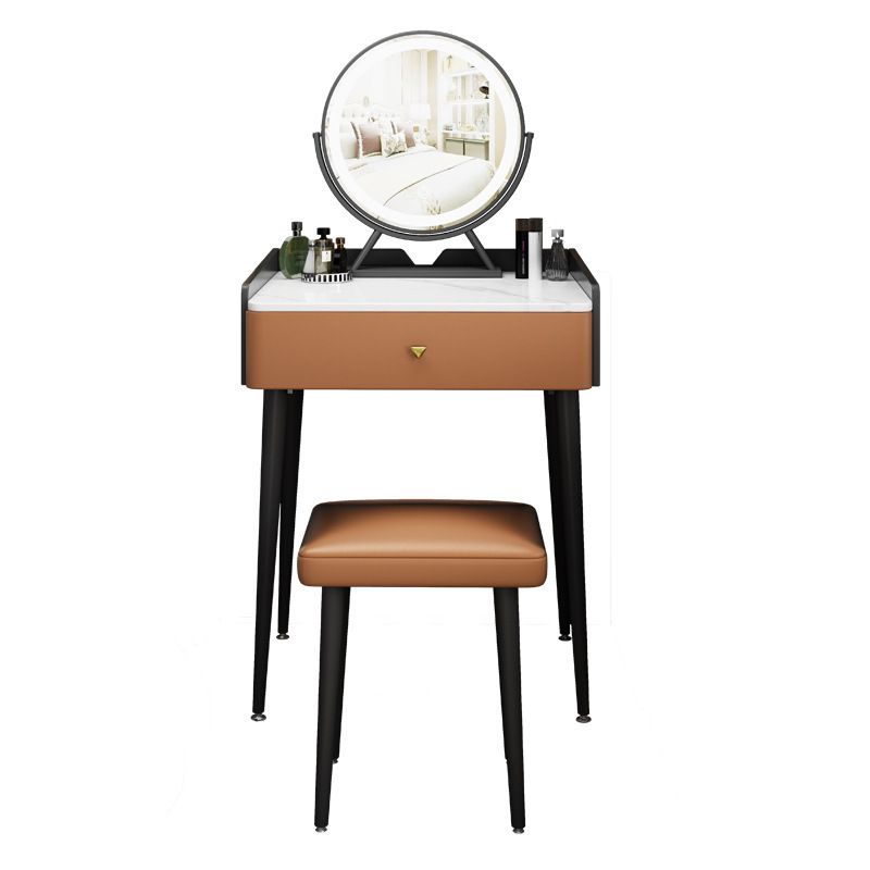 17.32" Wide Vanity Set Contemporary Stone Dressing Table with Drawer