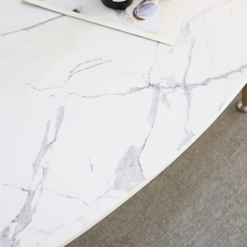 楕円形のフェイクマーブルコーヒーテーブル1シングル4脚カクテルテーブル