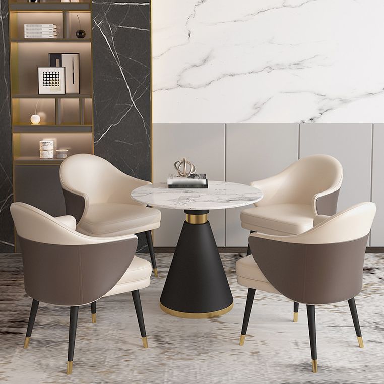 Glam 1/2/5 Pieces Dining Set Round Shape Sintered Stone Dining Table Set Clearhalo 'Dining Room Sets' 'Dining Tables & Seating' 'dining_room_set' 'furn' 'furn_dining_room_set' 'Furniture' 'furniture_dining_room_set' 'Kitchen & Dining Furniture' 1200x1200_78c5a72f-408e-4747-90ee-58d82994a7d6