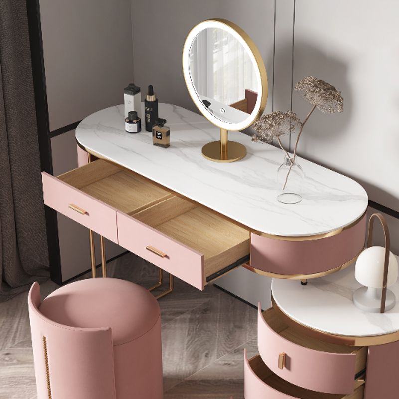 29.52 "Altura Top de pizarra rosa con tocador de maquillaje de cajones