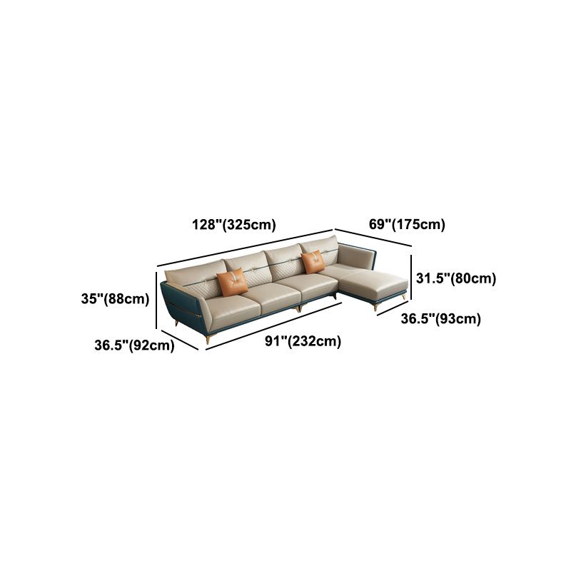 Sofá y chaise de brazo de cuero genuino contemporáneo resistente a las manchas