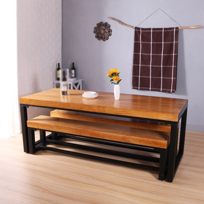 Industrial Style 1/2/3/4 Pieces Dinette Set Solid Wood Table and Bench Set Clearhalo 'Dining Room Sets' 'Dining Tables & Seating' 'dining_room_set' 'furn' 'furn_dining_room_set' 'Furniture' 'furniture_dining_room_set' 'Kitchen & Dining Furniture' 'kitchen&dining_furn' 'kitchen' 1200x1200_78ca65e7-cbb5-4c6c-b172-27de129cb054