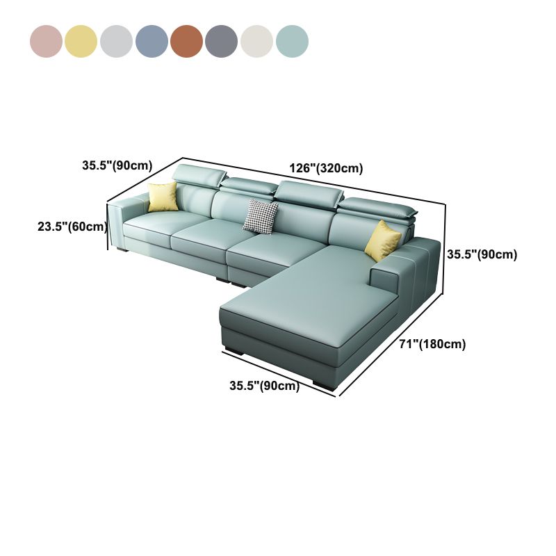 Adjustable Head Pillow Sectional with Square Arm,Faux Leather 4-Seater Sectional Clearhalo 'furn' 'furn_sectionals' 'Furniture' 'Living Room Furniture' 'Sectionals' 1200x1200_78ccfc14-5d8b-4dcb-afa0-92145347c87e