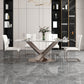 Luxury Sintered Stone Dining Table Rectangle Indoor Table with Gold Metal Pedestal