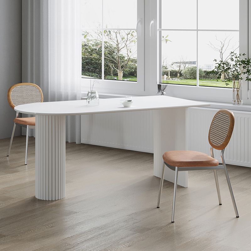 Irregular Shape White Table for Restaurant Modern Island Table with Double Pedestal Clearhalo 'Dining Tables & Seating' 'Dining Tables' 'dining_table' 'furn' 'furn_dining_table' 'Furniture' 'furniture_dining_table' 'Kitchen & Dining Furniture' 'kitchen' 'kitchen_dining_table' 1200x1200_78d0012c-15d8-4e3f-9910-4dd0323f2fb9